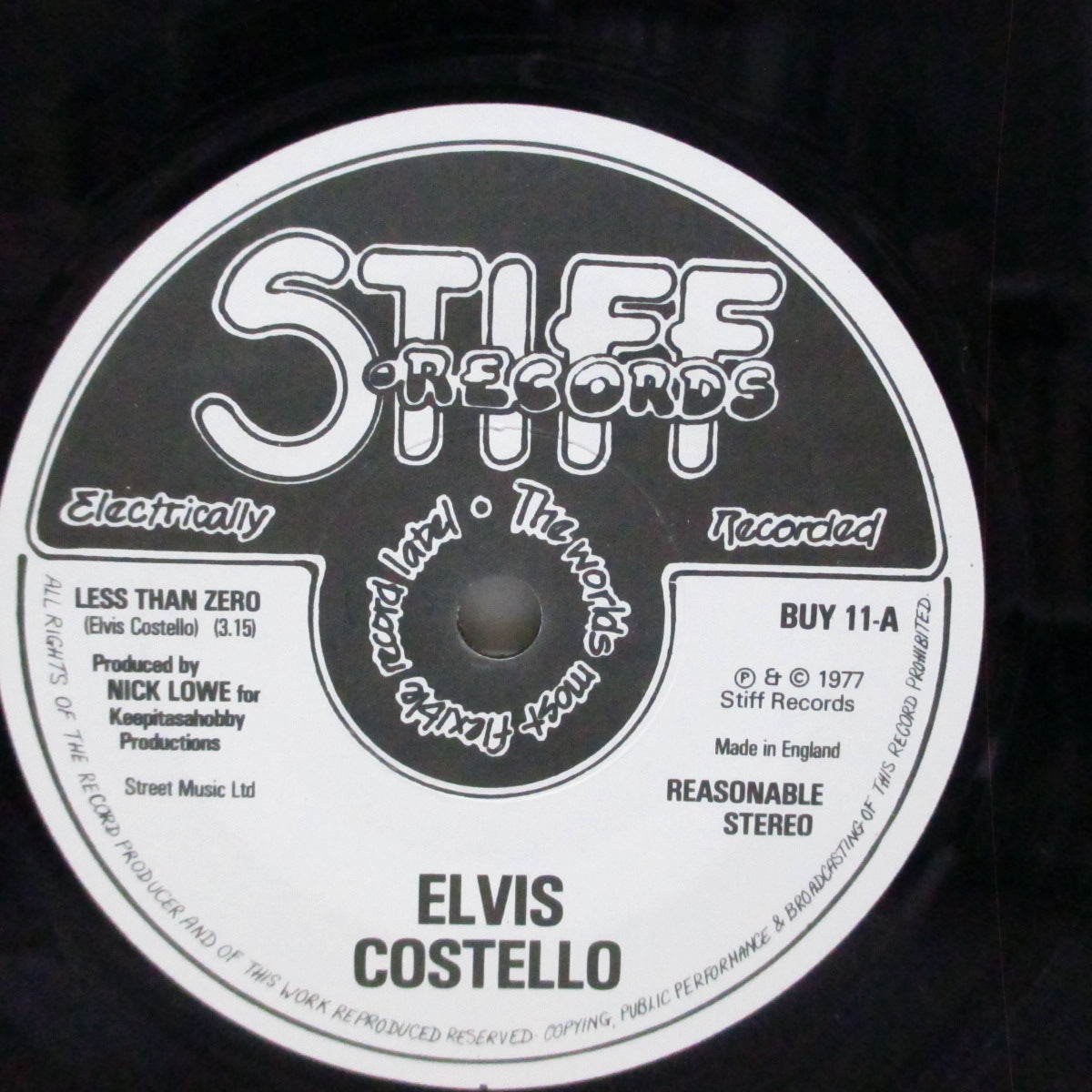 ELVIS COSTELLO  (エルヴィス・コステロ)  - Less Than Zero (UK '79 再発 7"/表面コーティング折り返ジャケ) レア！別ミックスバージョン！