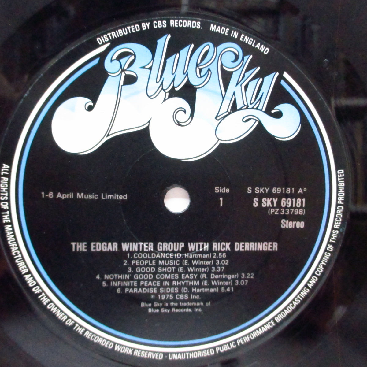EDGAR WINTER GROUP WITH RICK DERRINGER (エドガー・ウインター・グループ・ウィズ・リック・デリンジャー)  - The Edgar Winter Group With Rick Derringer (UK オリジナル LP) 表ジャケにタイトル表記が有るVer.