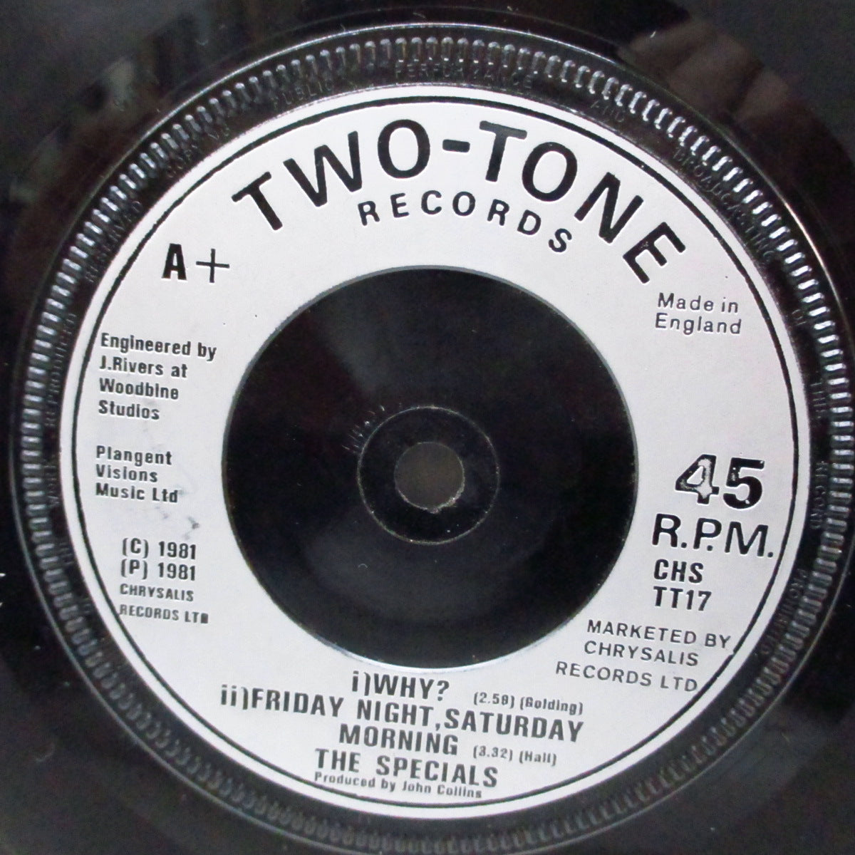 SPECIALS, THE (ザ・スペシャルズ)  - Ghost Town +2 (UK '81 再発「銀プララベ」フラットセンター 7"/カンパニースリーブ) アルバム未収録の人気シングル！