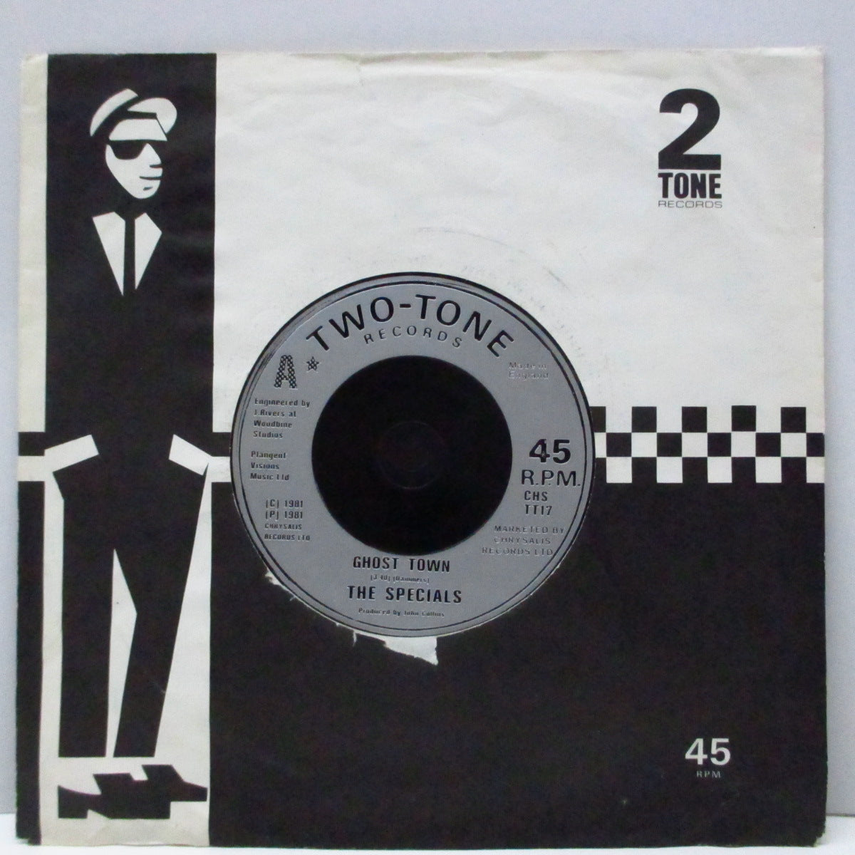 SPECIALS, THE (ザ・スペシャルズ)  - Ghost Town +2 (UK '81 再発「銀プララベ」フラットセンター 7"/カンパニースリーブ) アルバム未収録の人気シングル！