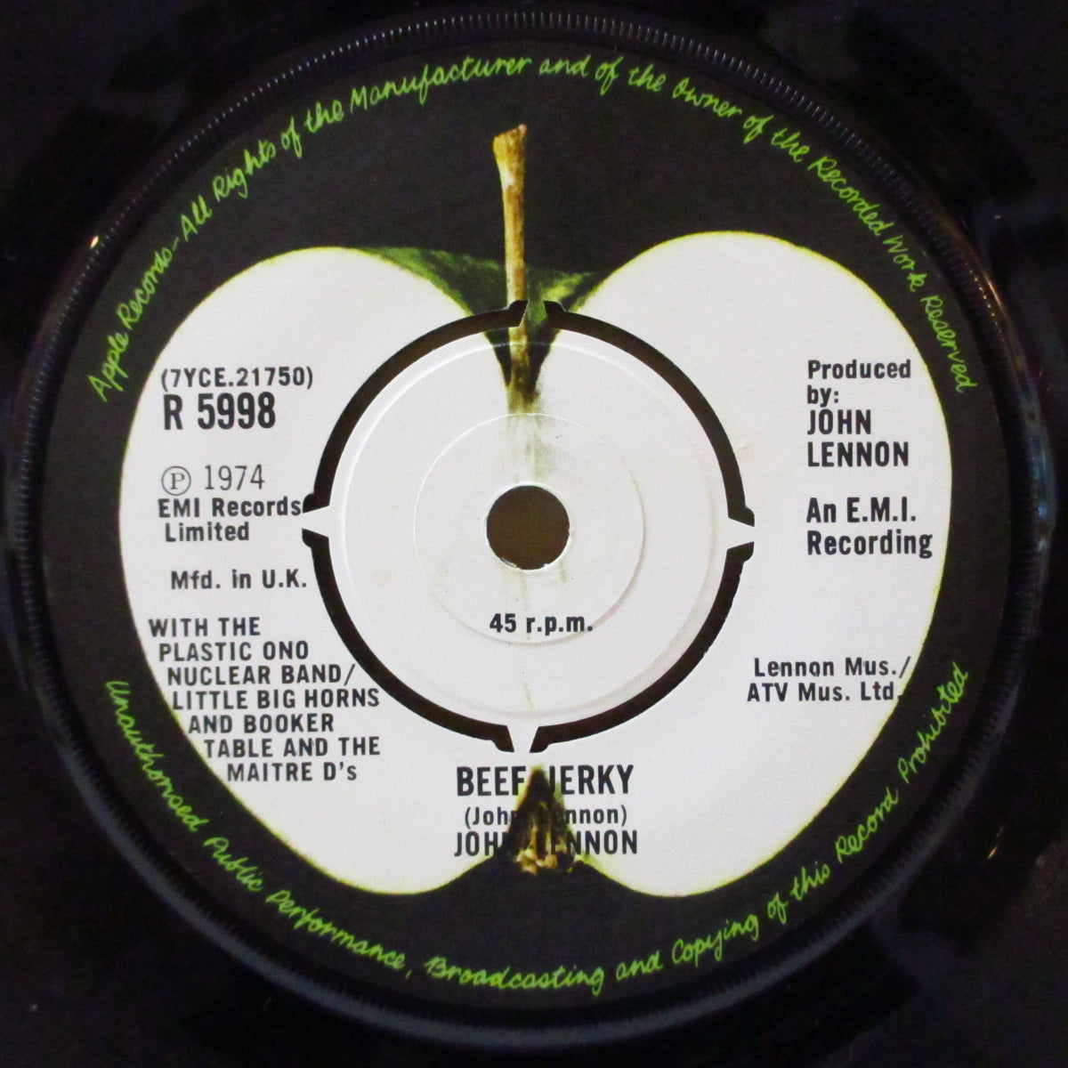 JOHN LENNON (ジョン・レノン)  - Whatever Gets You Thru' The Night (UK '74 オリジナル「ラウンドセンター」7インチ+ダイカット黒スリーブ)