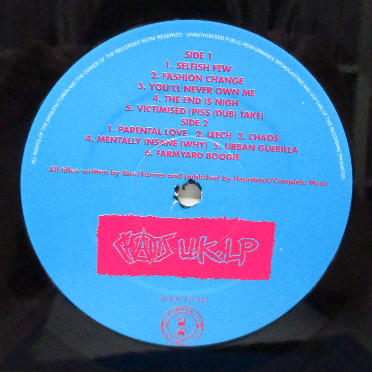 CHAOS U.K. (カオス U.K.)  - Chaos U.K. LP [1st]  (UK '96 再発 LP/AHOY LP 501) 近年稀な美品 !