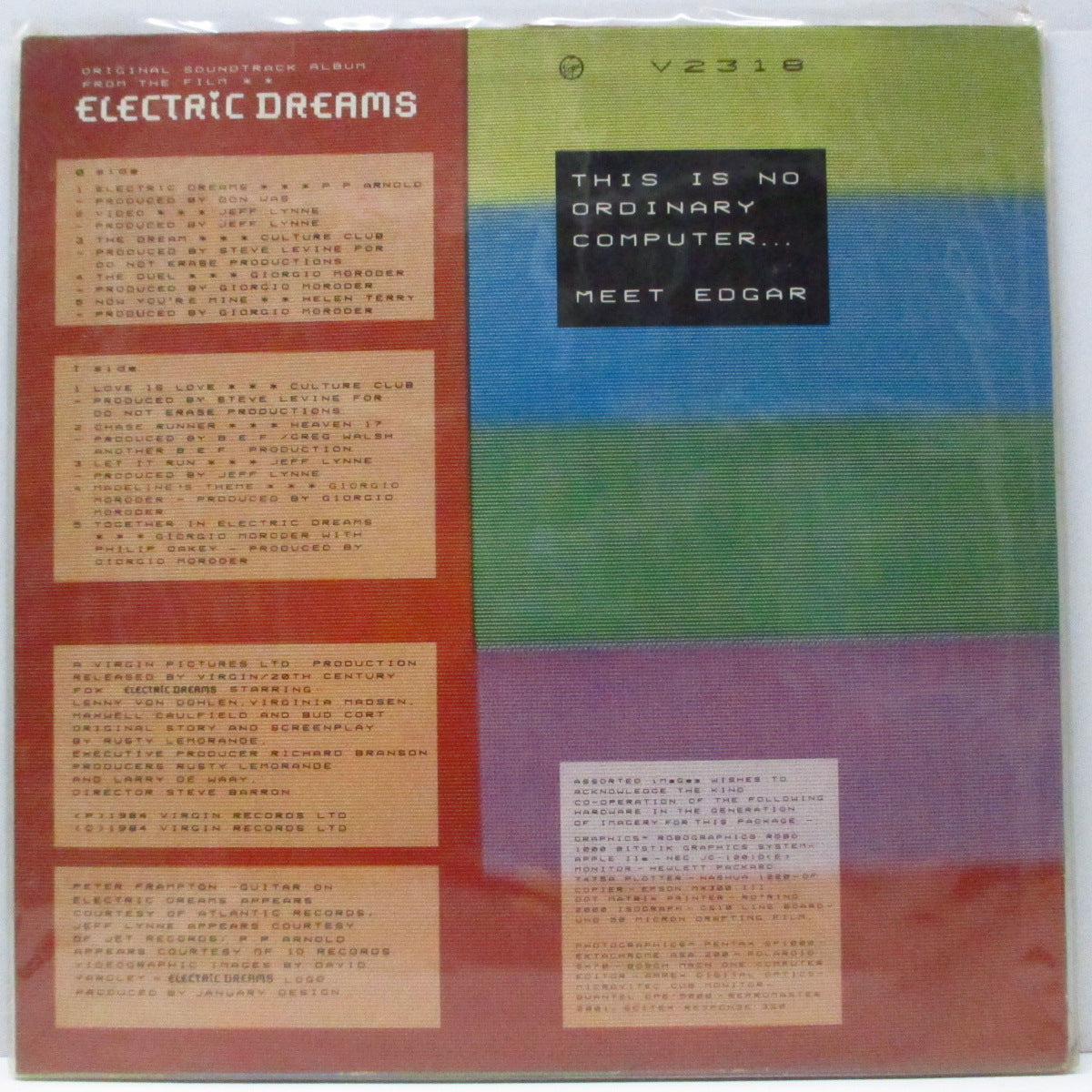 O.S.T. (映画『エレクトリック・ドリーム』サントラ盤！)  - Electric Dreams : Original Soundtrack From The Film  (UK オリジナル LP/初回プリントPVC)