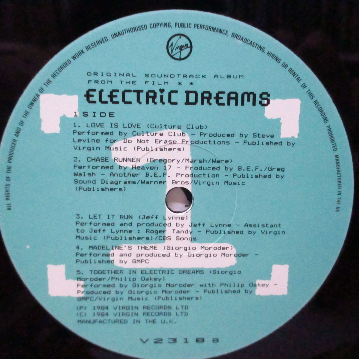 O.S.T. (映画『エレクトリック・ドリーム』サントラ盤！)  - Electric Dreams : Original Soundtrack From The Film  (UK オリジナル LP/初回プリントPVC)