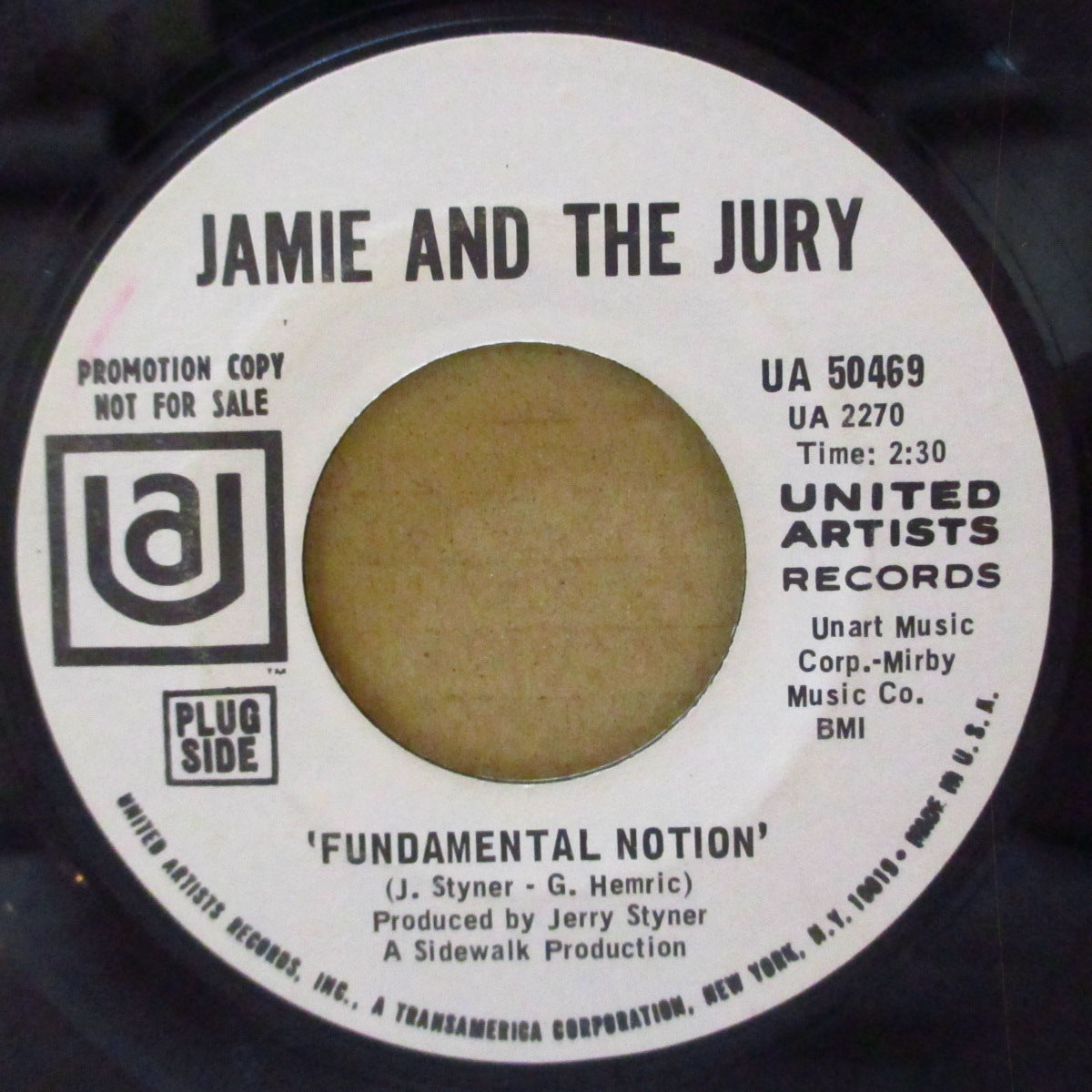 JAMIE AND THE JURY (ジェイミー＆ザ・ジュライ)  - Fundamental Notion (US '68 プロモ・白ラベ7インチ)軽快（バブルガム調）サンシャイン・ポップ隠れ名曲！