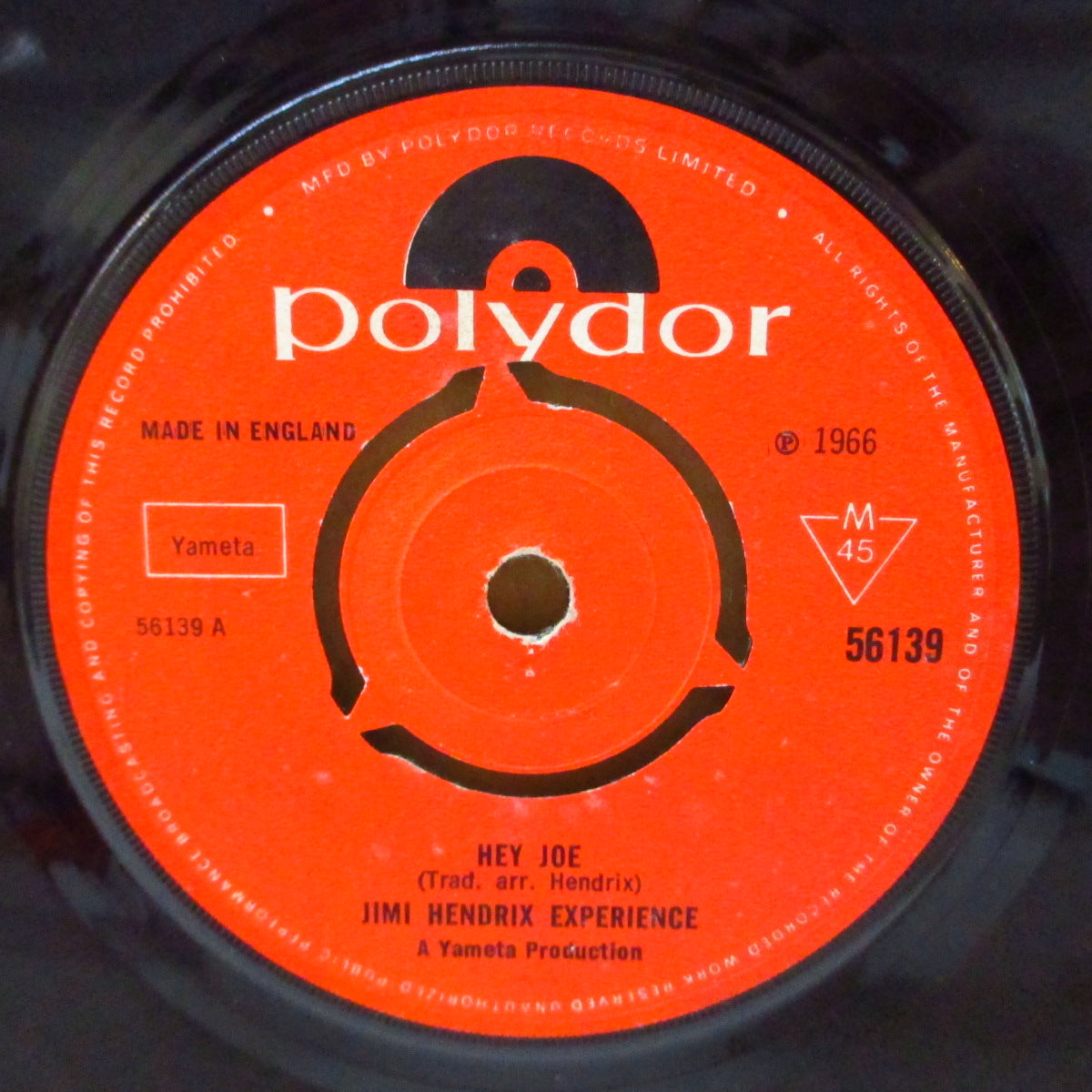 JIMI HENDRIX (ジミ・ヘンドリックス)  - Hey Joe (UK '66 オリジナル「JIMI HENDRIX EXPERIENCE」表記ラベ・ラウンドセンター」 7インチ+カンパニースリーブ)