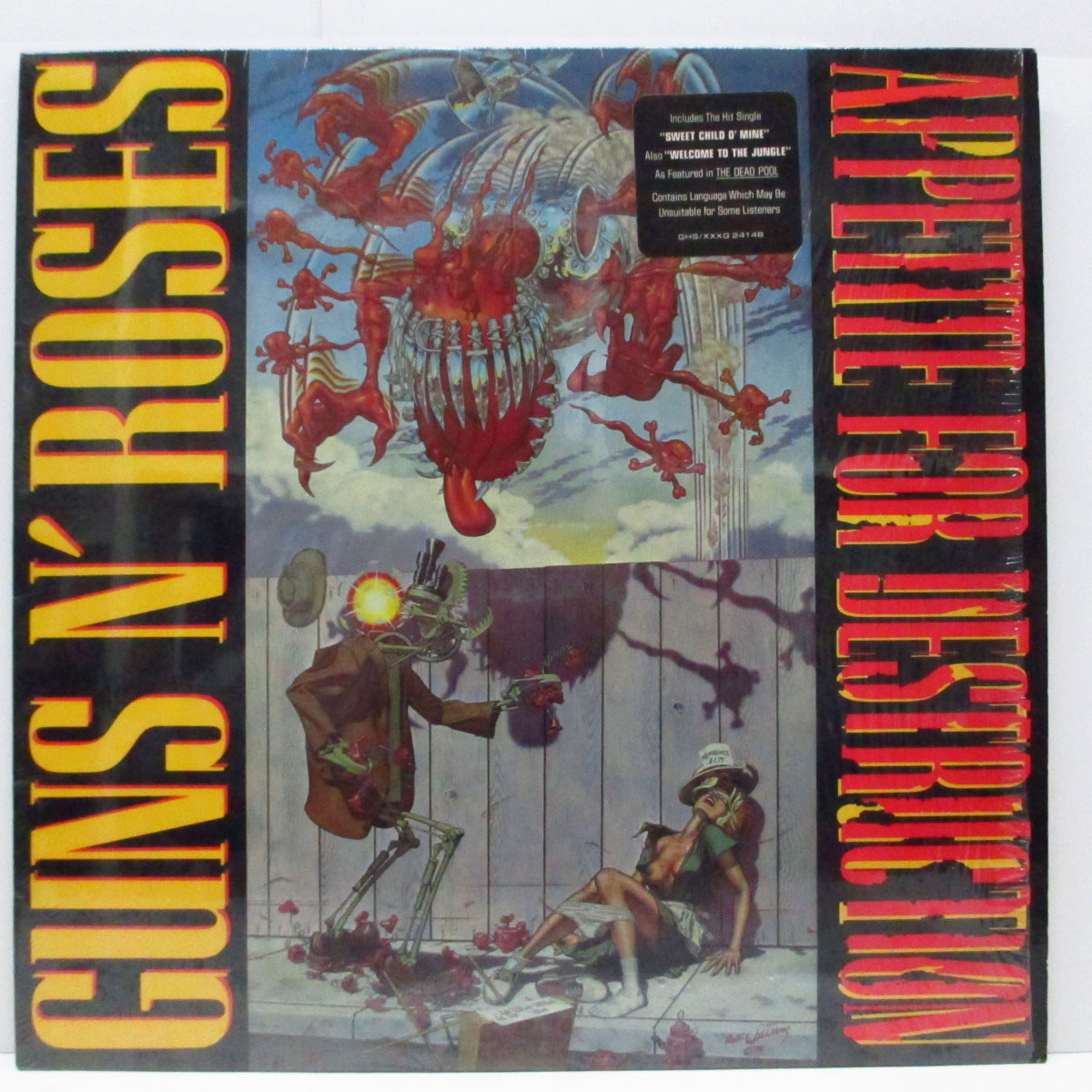 GUNS N' ROSES (ガンズ・アンド・ローゼズ)  - Appetite For Destruction (US 初回オリジナル「Allied社プレス」LP+インナー/宣伝ステッカー付き「発禁レイプジャケ]刺青ステッカー無し)