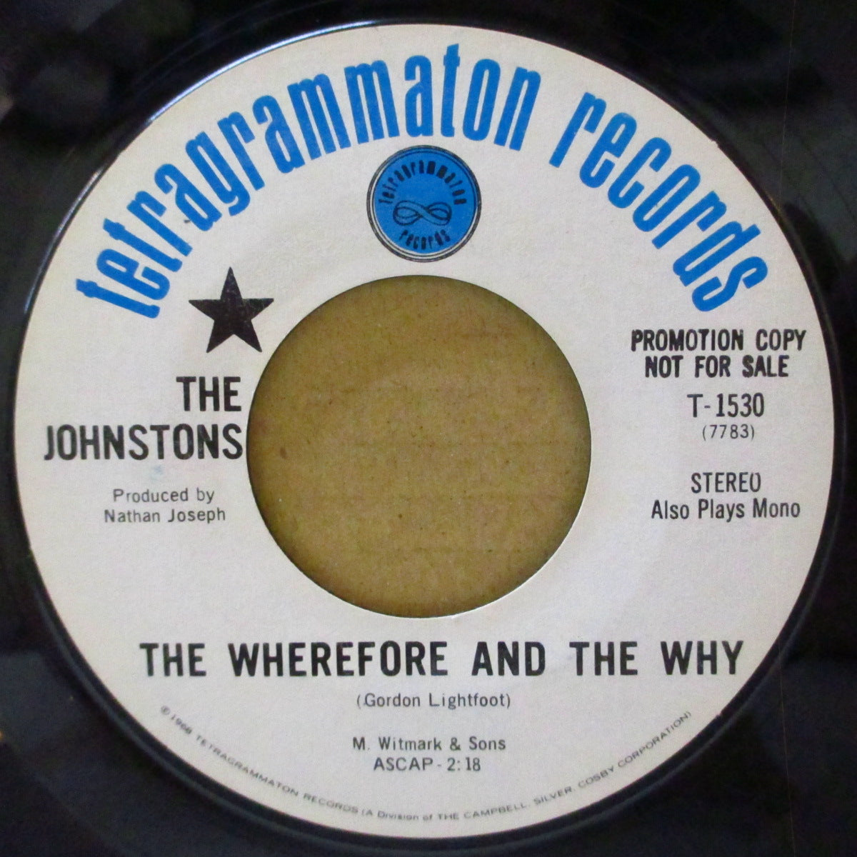 JOHNSTONS, THE (ザ・ジョンストンズ)  - The Wherefore And The Why / My House (US '69 プロモ・白ラベ7インチ)アイルランドの男女混成美メロ・フォーキーポップ