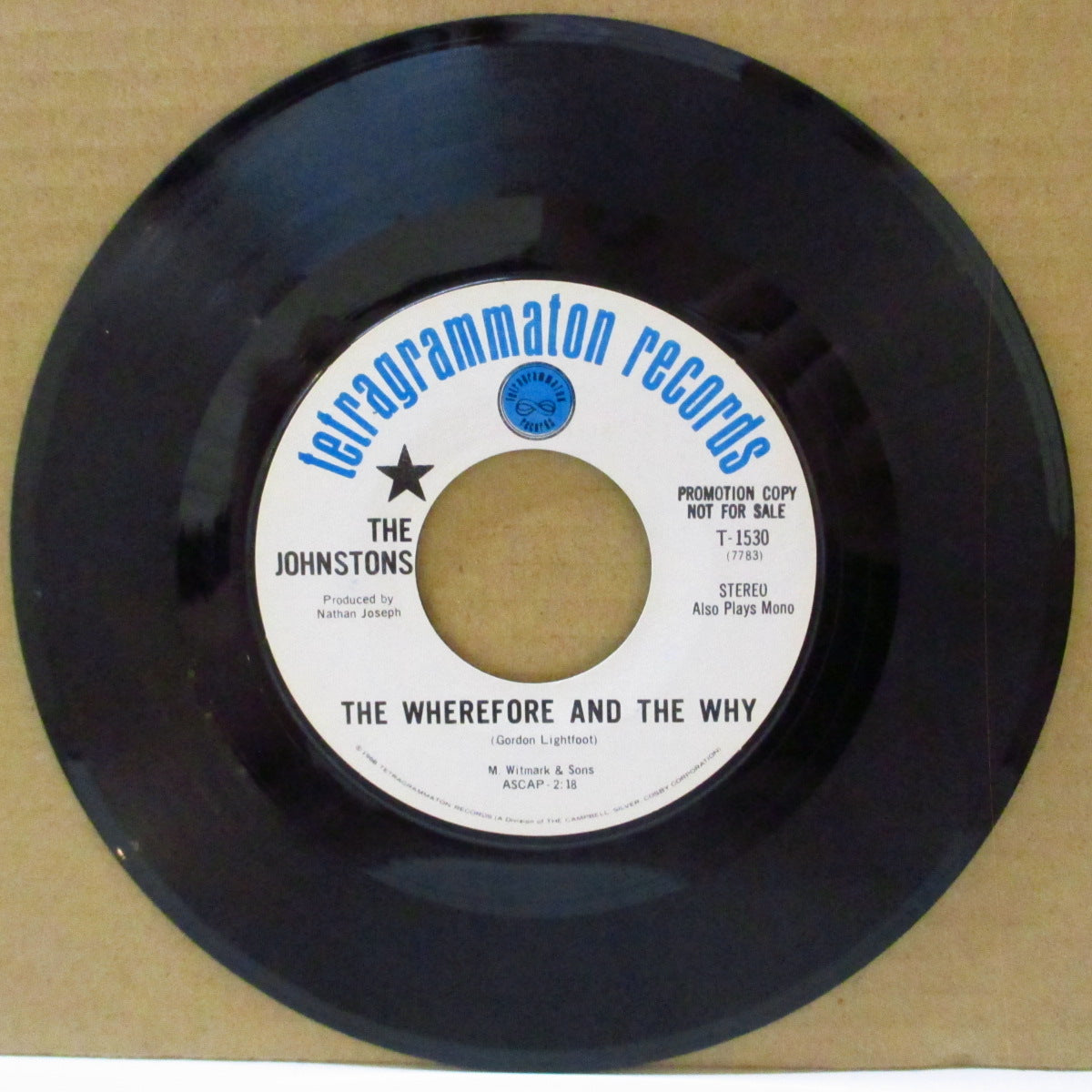JOHNSTONS, THE (ザ・ジョンストンズ)  - The Wherefore And The Why / My House (US '69 プロモ・白ラベ7インチ)アイルランドの男女混成美メロ・フォーキーポップ