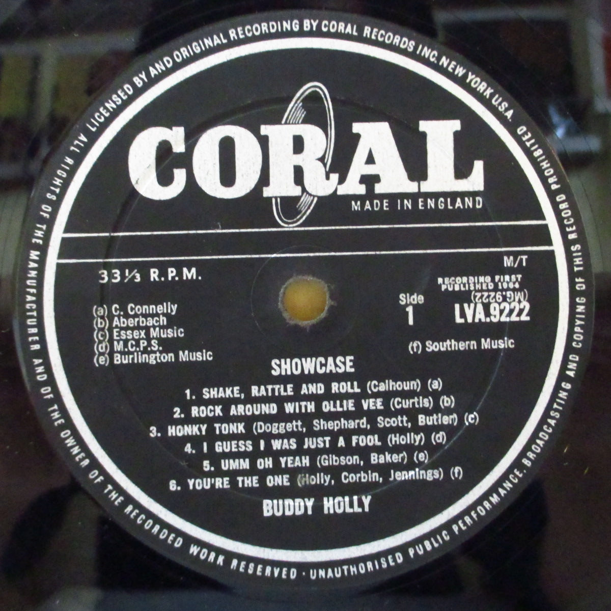 BUDDY HOLLY (バディ・ホリー)  - Showcase (UK '64 初回オリジナル・モノラル LP/表面コーティング「折り返し」ジャケ) 死後4枚目の追悼コンピ！