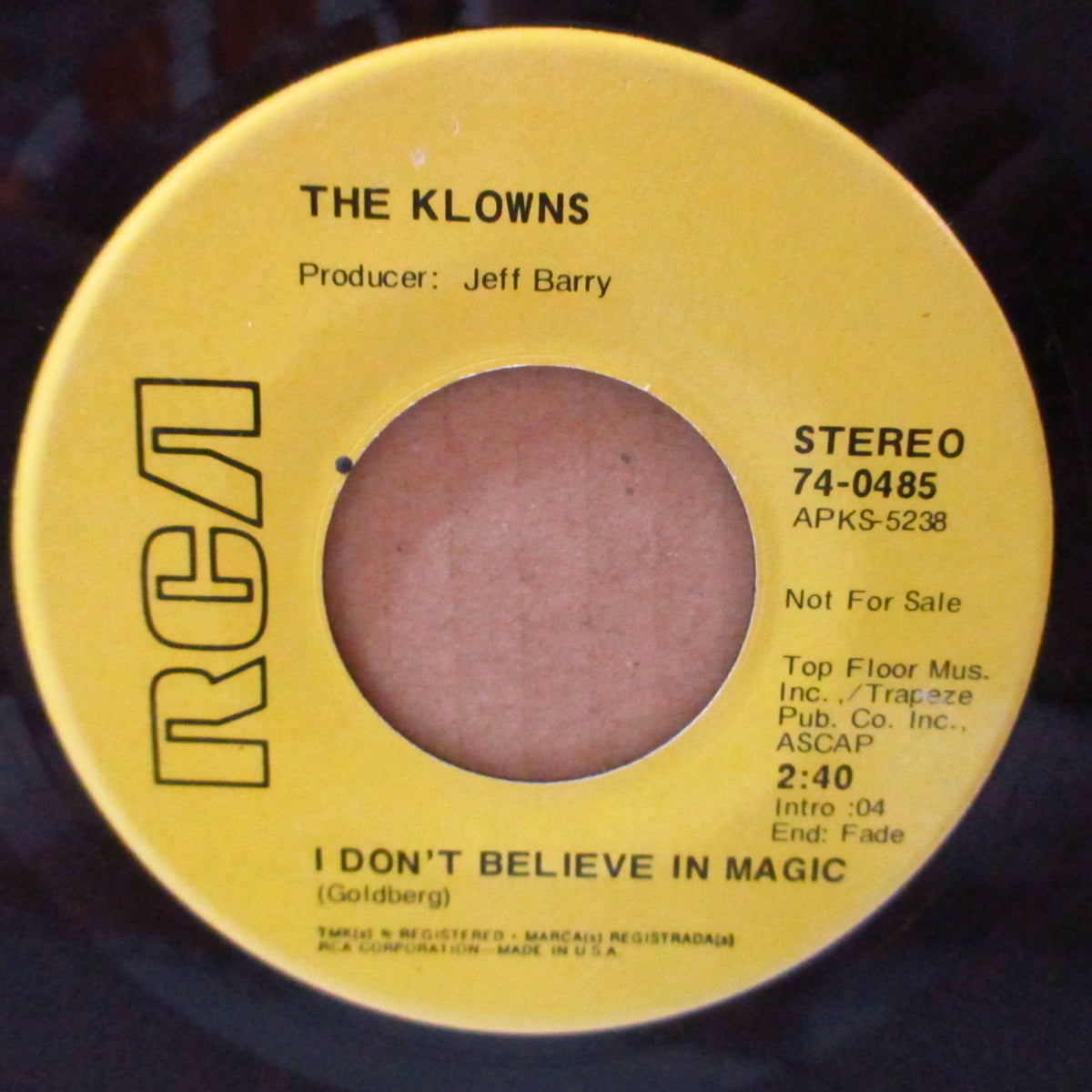 KLOWNS,  THE (ザ・クラウンズ)  - I Don't Believe In Magic (US '71 プロモ・黄ラベ・ステレオ7インチ) サンシャイン・ポップ　＆ノーザン！