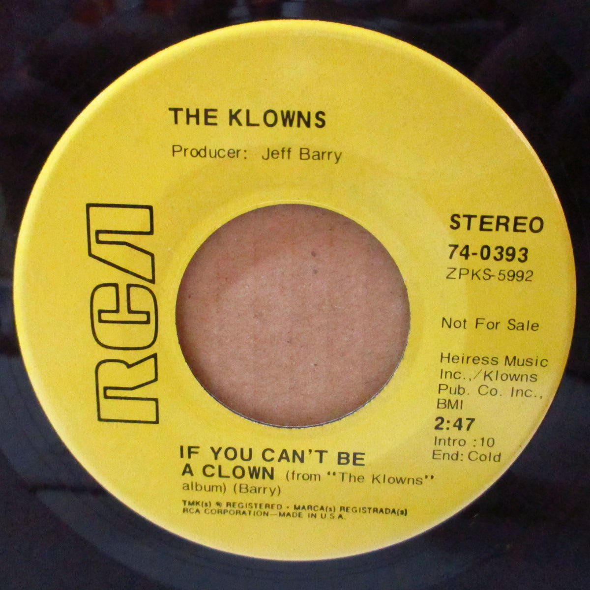 KLOWNS,  THE (ザ・クラウンズ)  - If You Can't Be A Clown (US '70 オリジナル・ジャケ付 7インチ)ソフトロック！