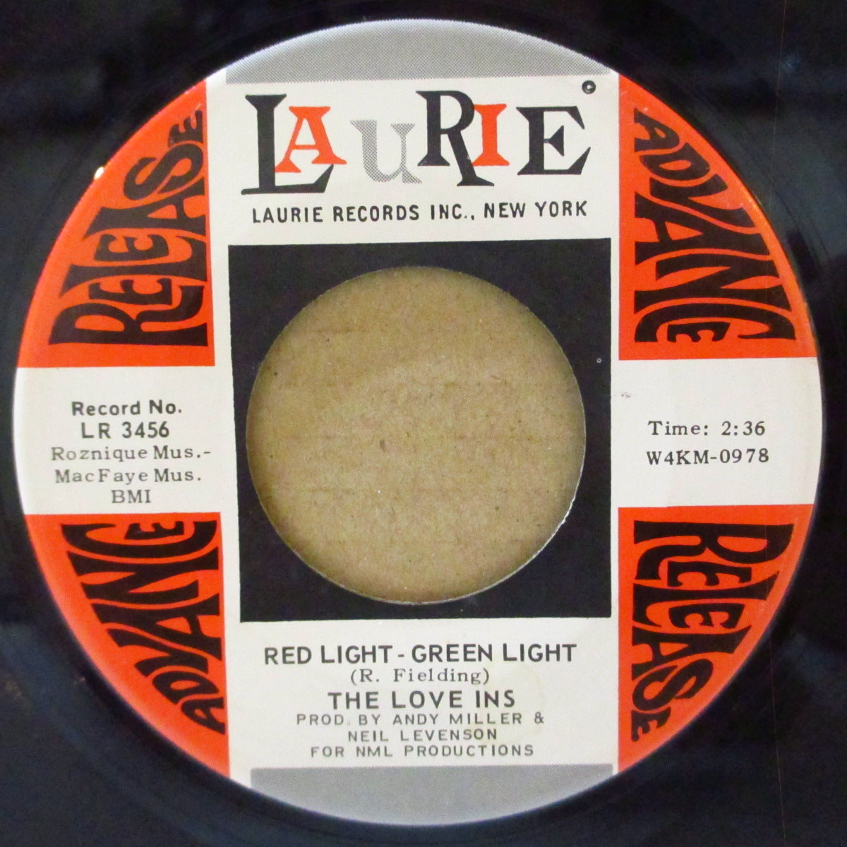 LOVE INS, THE (ザ・ラブ・インズ)  - Red Light - Green Light (US '68 アドバンス・プロモ・ラベ7インチ)ミッドテンポ・バブルガム調の美メロ・ソフト・ポップス！