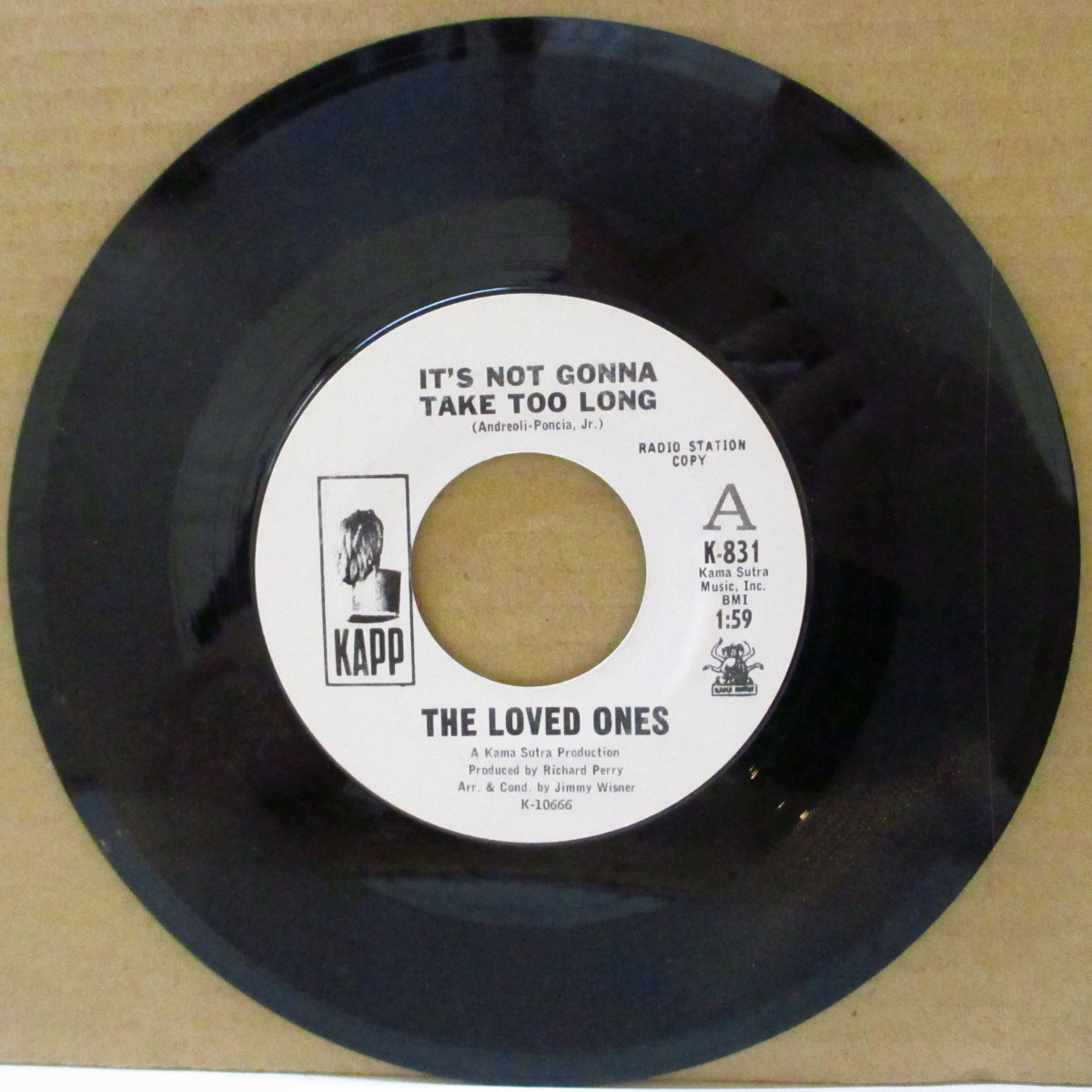 LOVED ONES, THE (ザ・ラブド・ワンズ)  - It's Not Gonna Take Too Long (US '67 プロモ・白ラベ7インチ)カマストラ社Prod スロウ・ソフト・ロック！