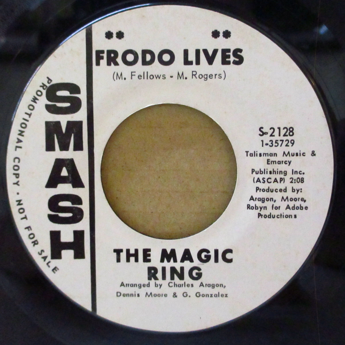 MAGIC RING, THE = The Hobbits  (ザ・マジック・リング = ザ・ホビッツ)  - Frodo Lives (US '67 プロモ・白ラベ7インチ+カンパニースリーブ)哀愁美メロ・ソフト・サイケ・ロック！