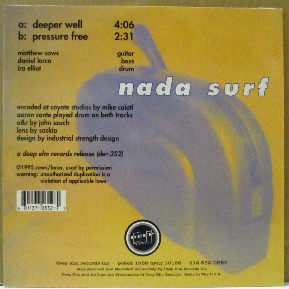 NADA SURF (ナダ・サーフ)  - Deeper Well (US 限定ブルーヴァイナル 7インチ+光沢固紙ジャケ)