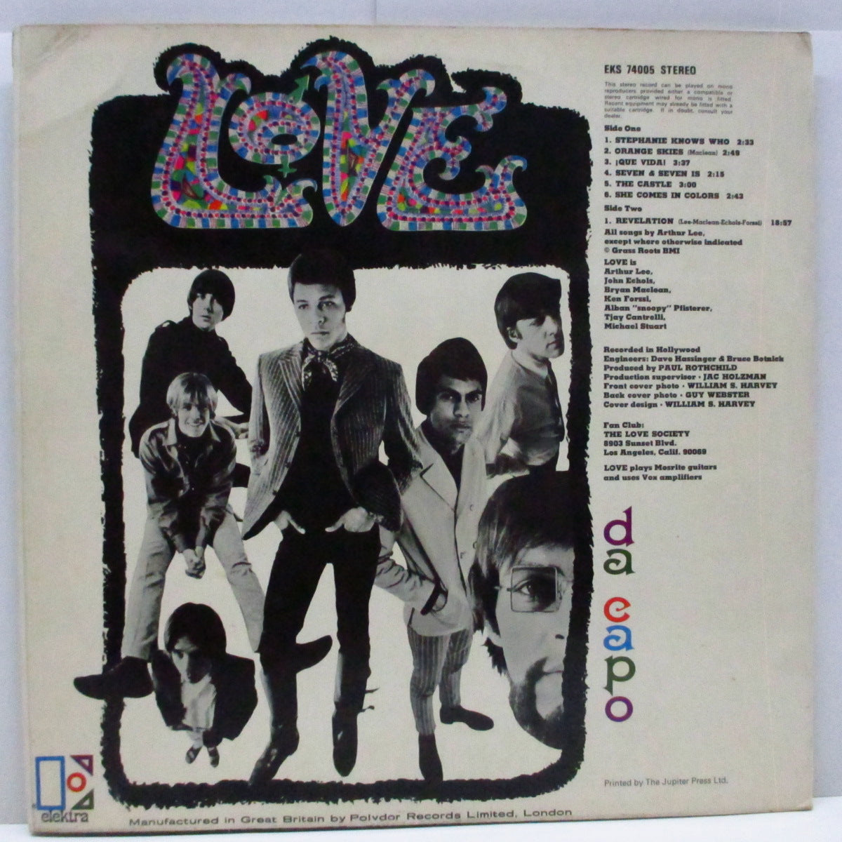 LOVE (ラヴ)  - Da Capo (UK 初回オリジナル黒ロゴ / オレンジラベ」ステレオ LP/セカンドプレス英国製両面コーティングジャケ)