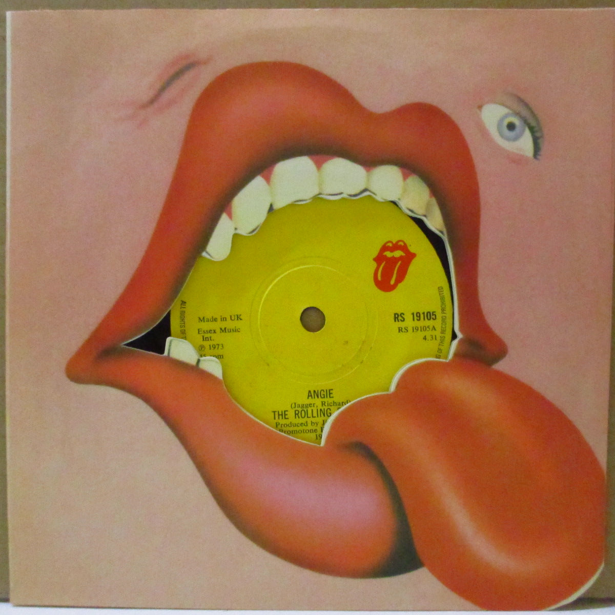 ROLLING STONES (ローリング・ストーンズ)  - Angie (UK '73 オリジナル「黄色紙ラベ・フラットセンター」 7インチ+ベロ出しカンパニースリーブ)