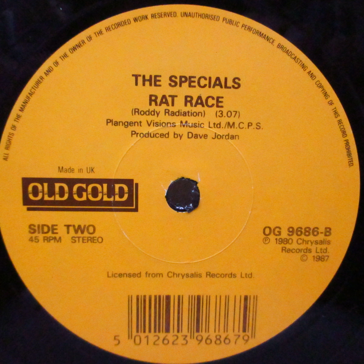 SPECIALS, THE (ザ・スペシャルズ)  - Ghost Town / Rat Race (UK '87 再発 7"+カンパニースリーブ/OG 9686)