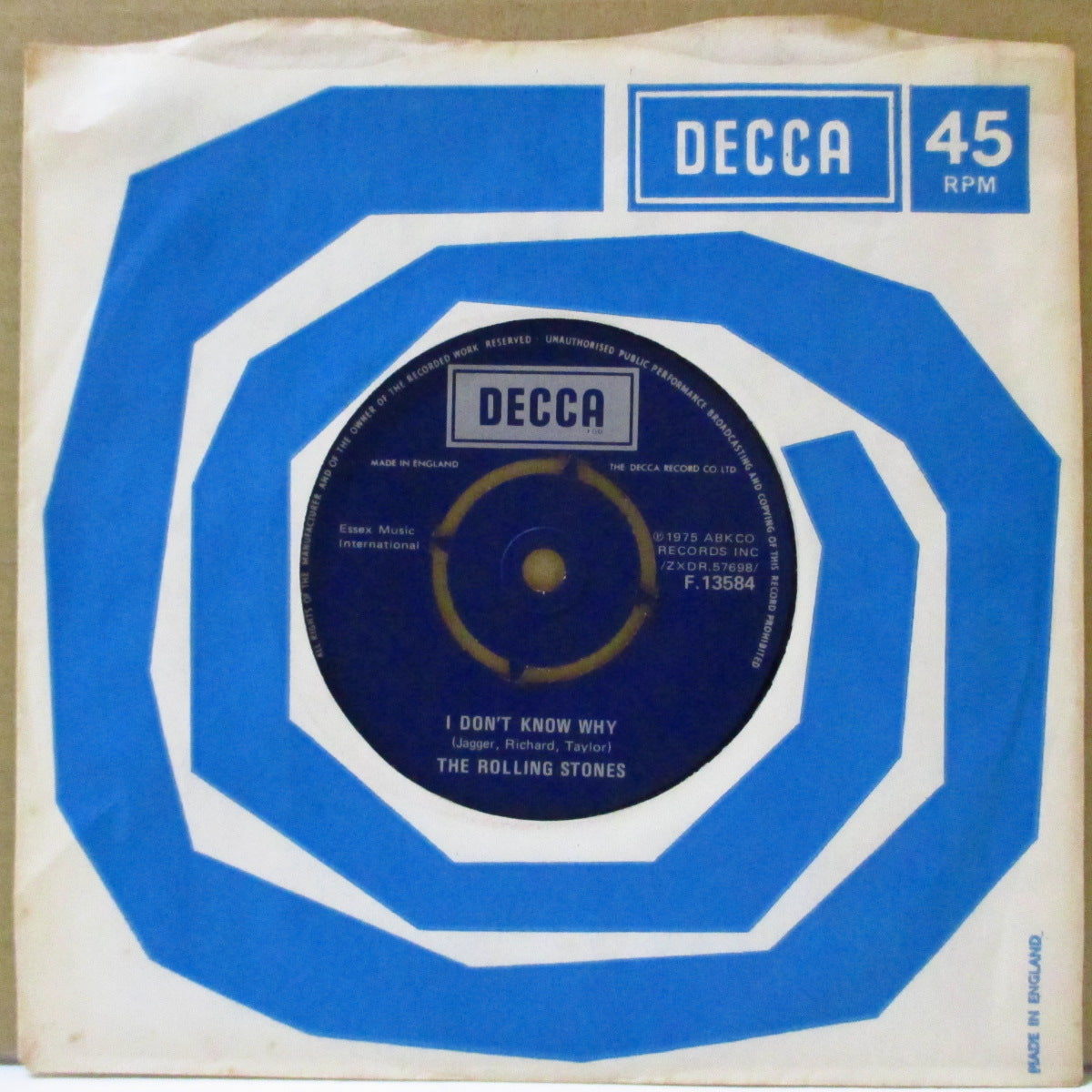 ROLLING STONES (ローリング・ストーンズ)  - I Don't Know Why (UK '75 オリジナル「A面初回作者名クレジット、ラウンドセンター」 7インチ+カンパニースリーブ)