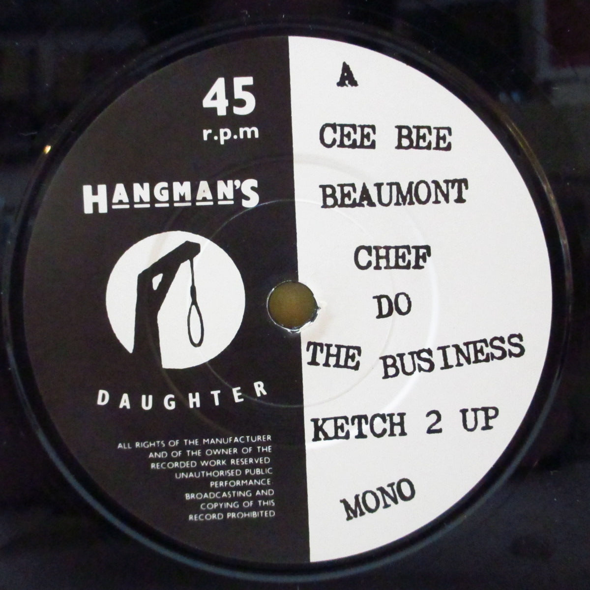 CEE BEE BEAUMONT (シー・ビー・ボーモント)  - Chef Do The Business (UK 500枚限定モノラル 7インチ+片面ダイカットざら紙カンパニースリーブ) '95年シングル