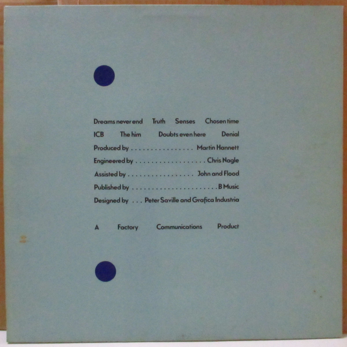 NEW ORDER (ニュー・オーダー)  - Movement (UK '85 再発「A5/B5」マト LP+「PATENT Nos.1,125.555 」インナー) '81年1stアルバム