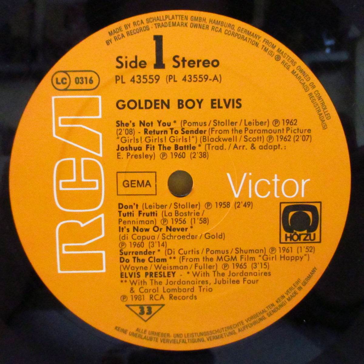 ELVIS PRESLEY (エルヴィス・プレスリー)  - Golden Boy Elvis (ドイツ 限定再発「オレンジ・ラベ ver」LP)'66年ドイツとスイスのみで発売された独自コンピの再発