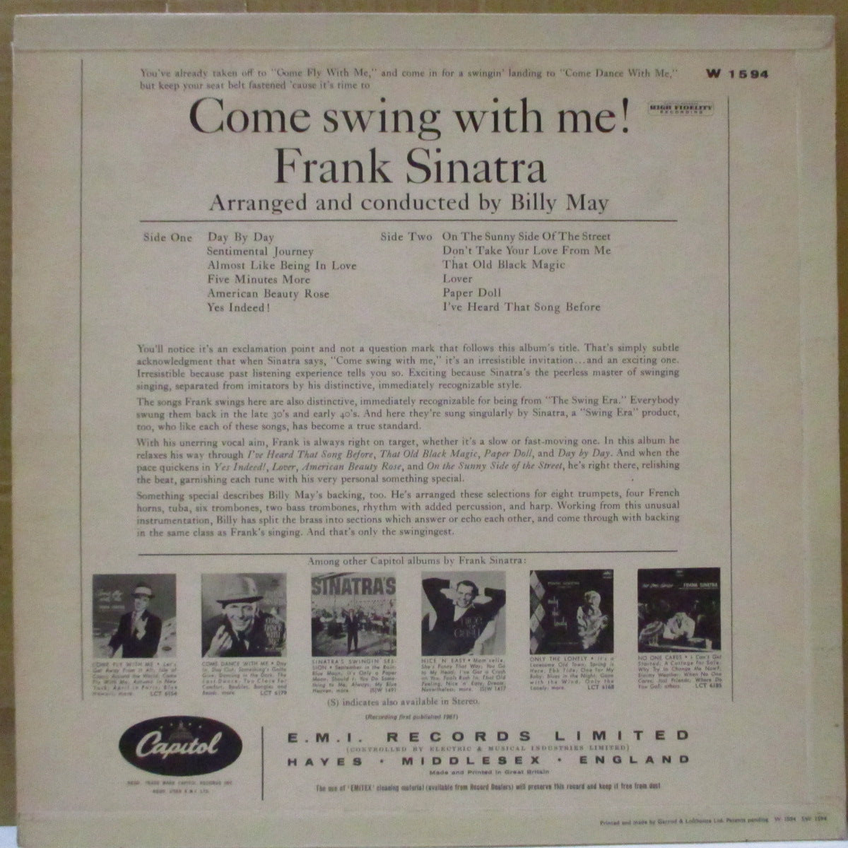 FRANK SINATRA  (フランク・シナトラ)  - Come Swing With Me! (UK '61 オリジナル・モノラル LP/表面コーティング折り返しジャケ)