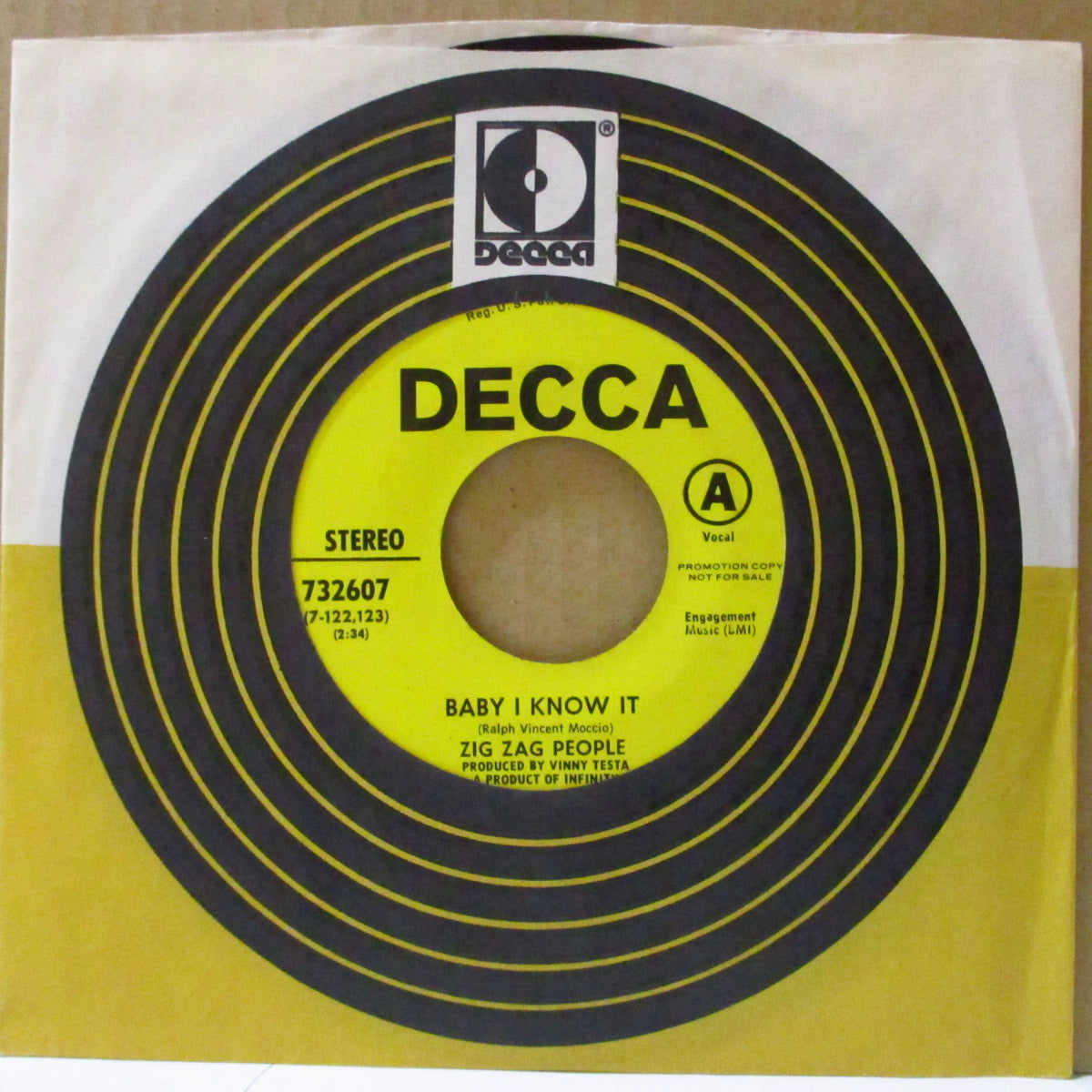 ZIG ZAG PEOPLE, THE (ザ・ジグザグ・ピープル)  - Baby I Know It (US '69 プロモ・黄ラベ 7インチ)NY ソフト・サイケポップ！
