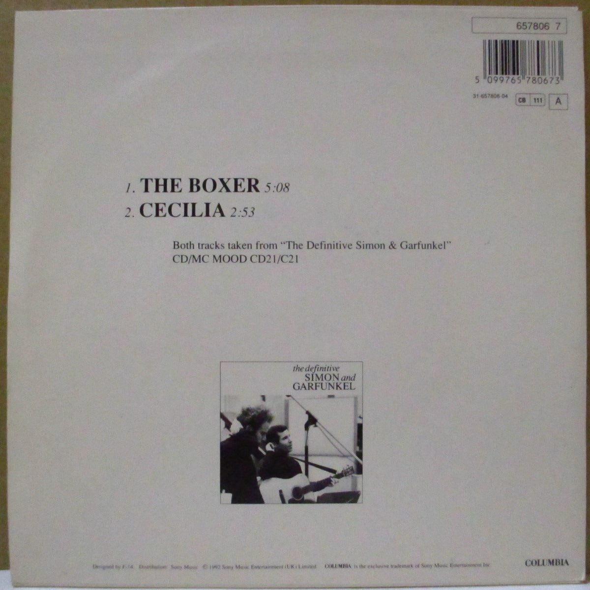 SIMON & GARFUNKEL (サイモン&ガーファンクル)  - The Boxer / Cecilia (UK '92 再発 7インチ+光沢ソフト紙ジャケ)