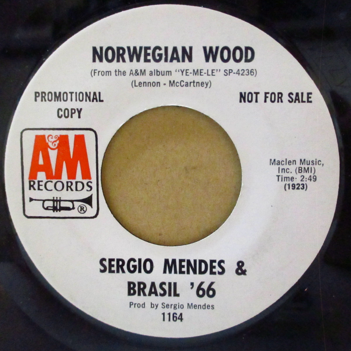SERGIO MENDES & BRASIL '66 (セルジオ・メンデス＆ブラジル'66)  - Norwegian Wood / Masquerade (US '70 プロモ・白ラベ7インチ)ビートルズ名曲の清涼ソフト・ボサノヴァ・カヴァ！