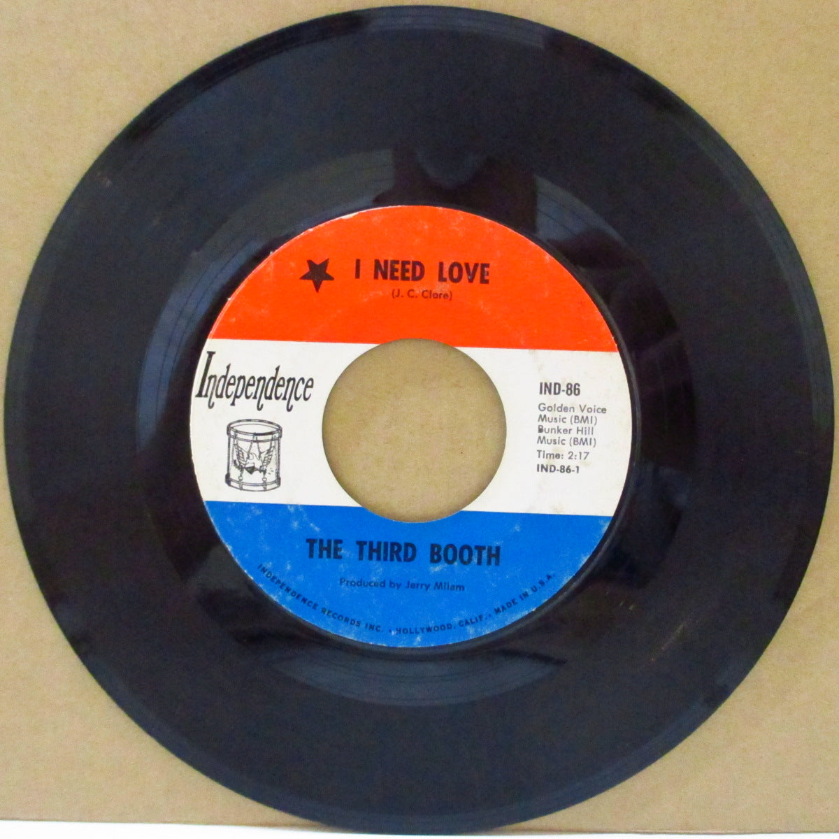 THIRD BOOTH, THE (ザ・サード・ブース)  - I Need Love / Mysteries (US '68 Independence社再発7インチ)「ゼム/グロリア」の改作的アップテンポ・R&Bガレージ名曲！