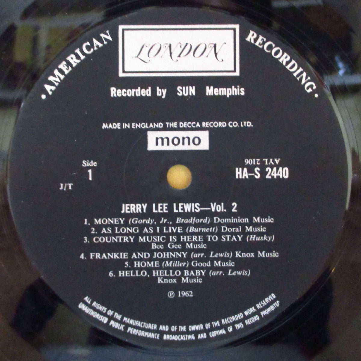 JERRY LEE LEWIS (ジェリー・リー・ルイス)  - Jerry Lee's Greatest (UK '60年代後期「銀ボックス・ロゴ・黒ラベ」再発モノラルLP) 61年SUN社時代セカンド・アルバム