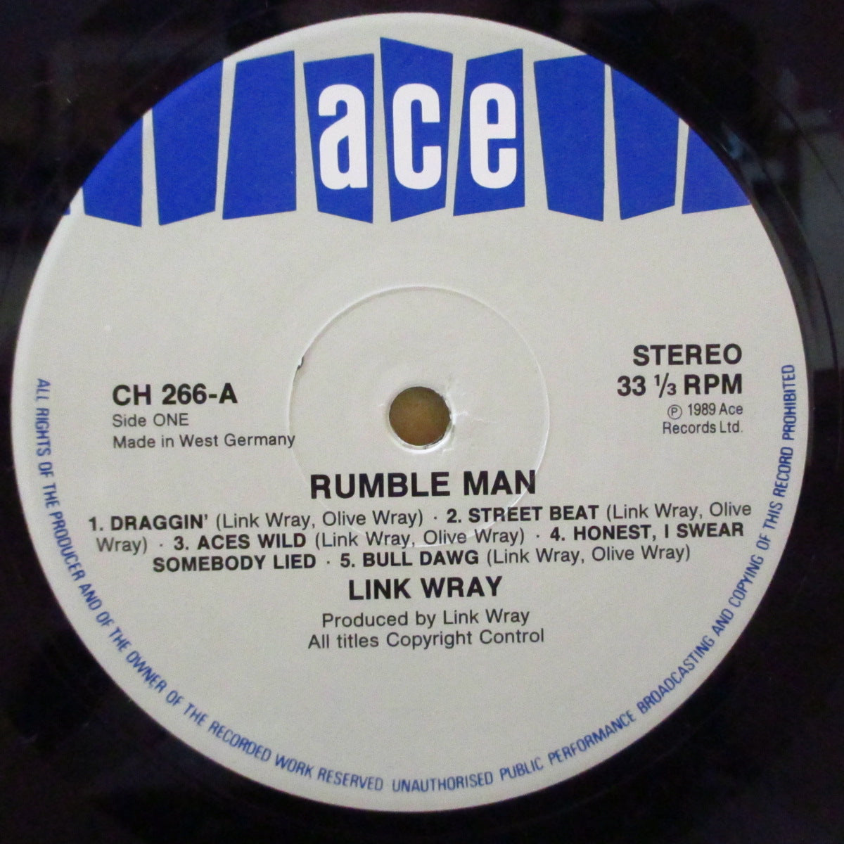 LINK WRAY (リンク・レイ)  - Rumble Man (UK '89 オリジナル・ステレオ LP)復活スタジオ録音第1弾アルバム！