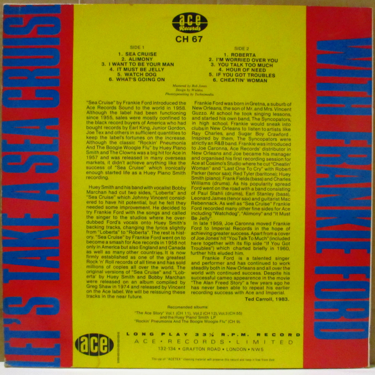 FRANKIE FORD (フランキー・フォード)  - Let's Take A Sea Cruise (UK '83 再発モノラル LP/光沢ジャケ)R&Rジャイバー名曲「シークルーズ」収録58年1stアルバム！