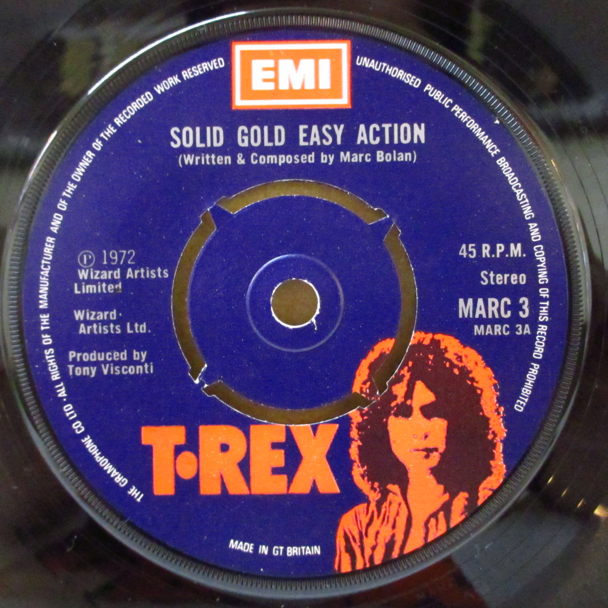 T.REX (Ｔ・レックス)  - Solid Gold Easy Action (UK '72 オリジナル「ラウンドセンター」 7インチ+T.REXカンパニースリーブ)