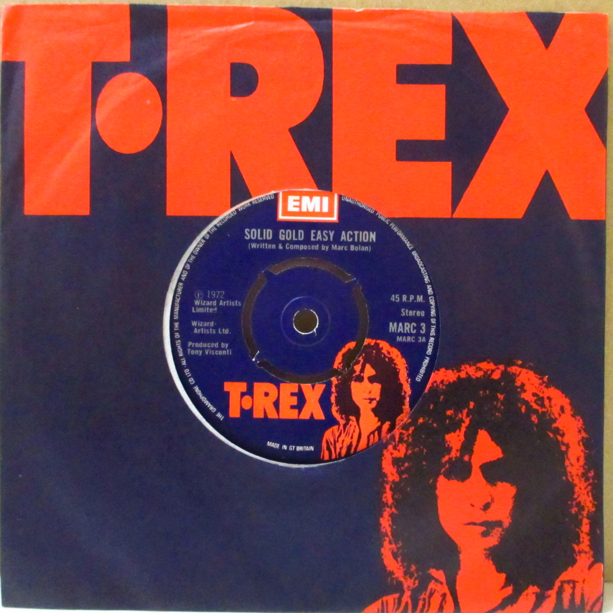 T.REX (Ｔ・レックス)  - Solid Gold Easy Action (UK '72 オリジナル「ラウンドセンター」 7インチ+T.REXカンパニースリーブ)