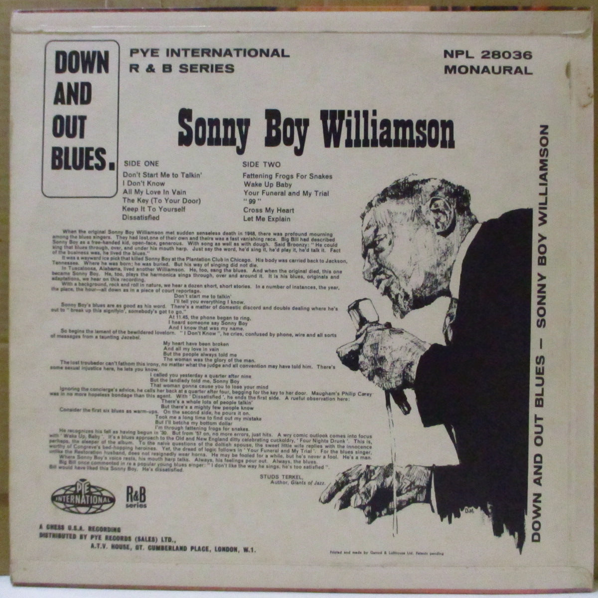 SONNY BOY WILLIAMSON (ソニー・ボーイ・ウイリアムソン)  - Down And Out Blues (UK '64 初回オリジナル・モノラル LP/表面コーティング折り返しジャケ) 近年稀な奇跡の美品