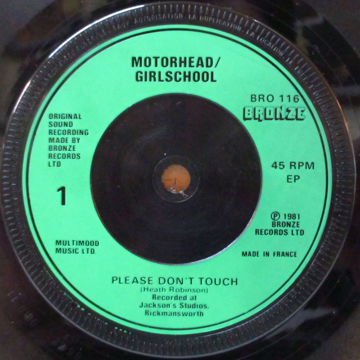 MOTORHEAD / GIRLSCHOOL (モーターヘッド / ガールスクール)  - St.Valentines Day Massacre (UK '81 オリジナル「バンドロゴなし・リム部にギザギザの緑プラスチックラベ」 3曲入り7インチ+ソフト紙ジャケ)