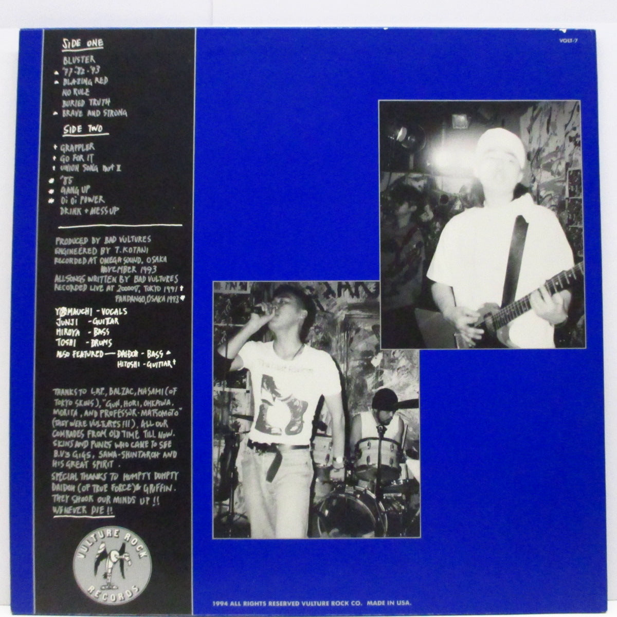 BAD VULTURES (バッド・バルチャーズ)  - Live And Strong (US '94年初回オリジナル「黒盤」LP/青ジャケ）'91〜'93年スタジオ＆ライブ！