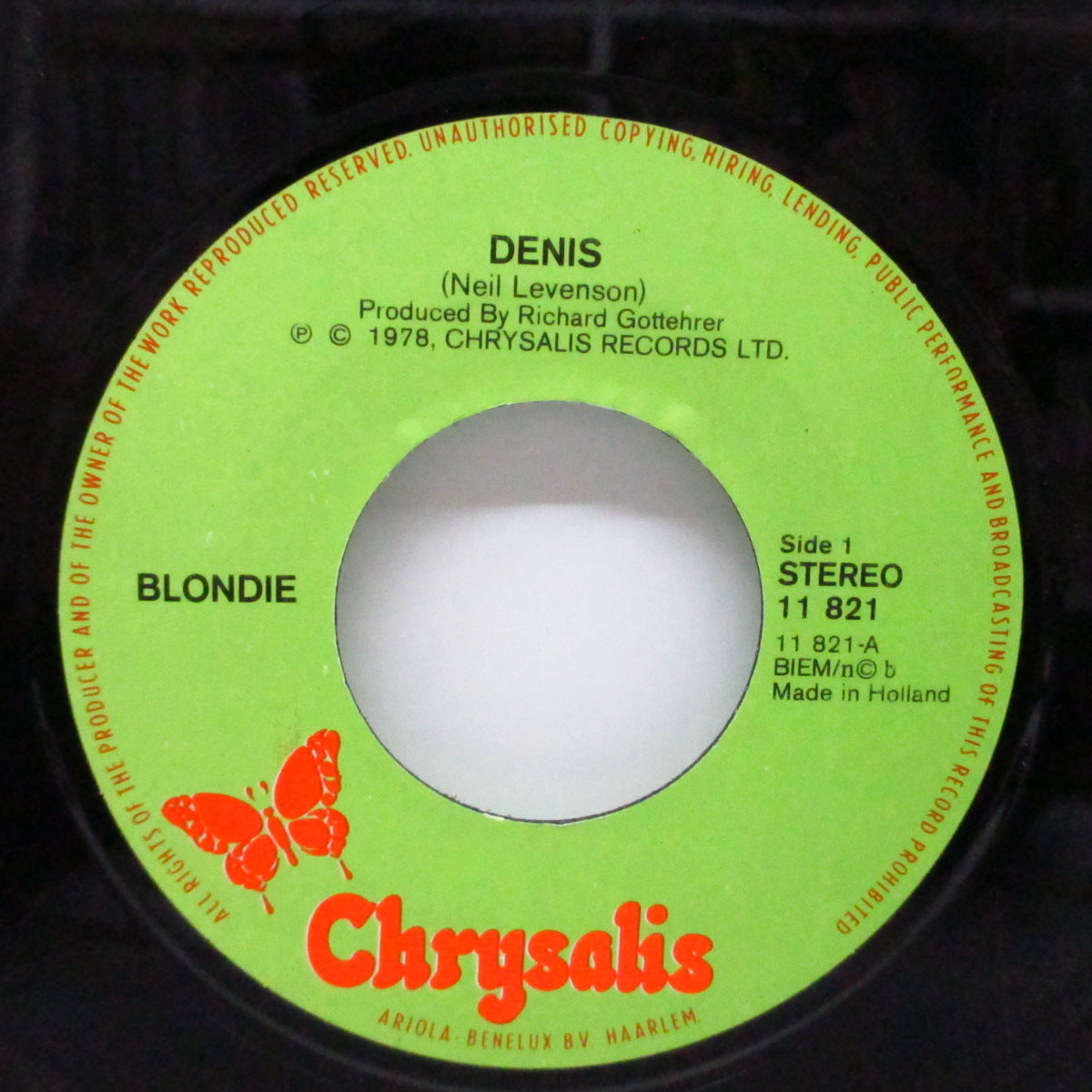 BLONDIE (ブロンディ)  - Denis (Dutch オリジナル「赤ロゴラベ」黒盤 7"+マットソフト紙ジャケ)