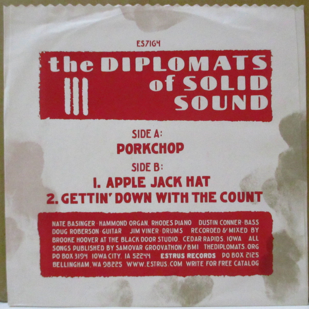 DIPLOMATS OF SOLID SOUND, THE (ザ・ディプロマッツ・オブ・ソリッド・サウンド)  - Porkchop +2 (US 限定ブルーマーブルヴァイナル 7インチ+TOP波型マットソフト紙ジャケ) '02年シングル