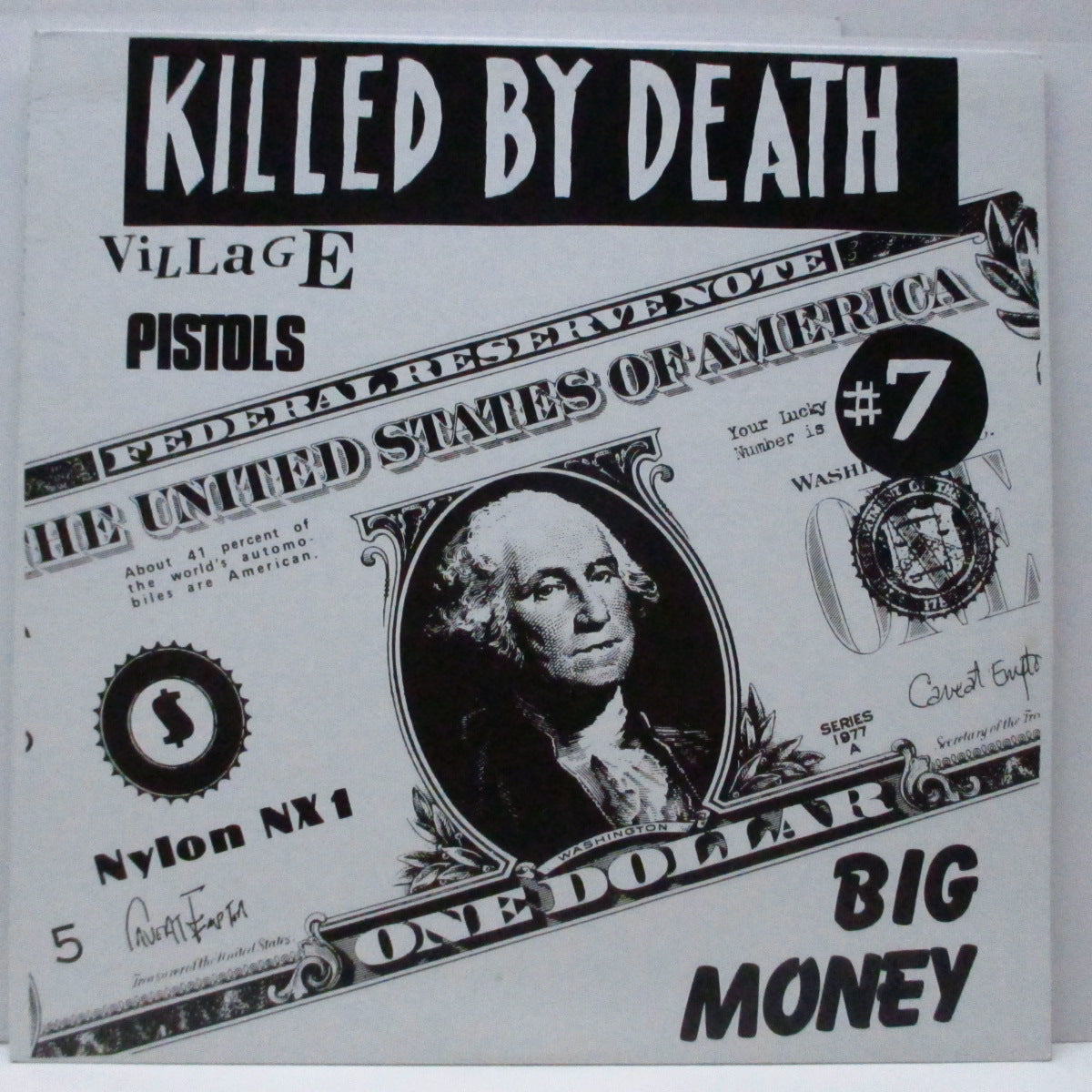 V.A. ('77-'82年各国レアパンク・コンピ)  - Killed By Death #7 (US '93 初回700枚限定「黒盤」 LP/「二つ折り」白黒ジャケ）