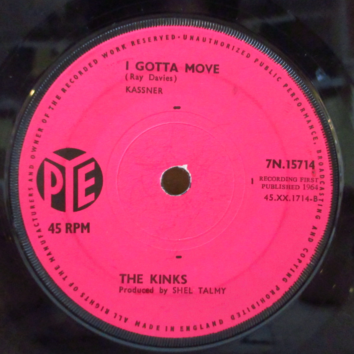 KINKS (キンクス)  - All Day And All Of The Night (UK '64 オリジナル「サイドロゴ・ピンク紙ラベ・フラットセンター」 7インチ+Pye社カンパニースリーブ)