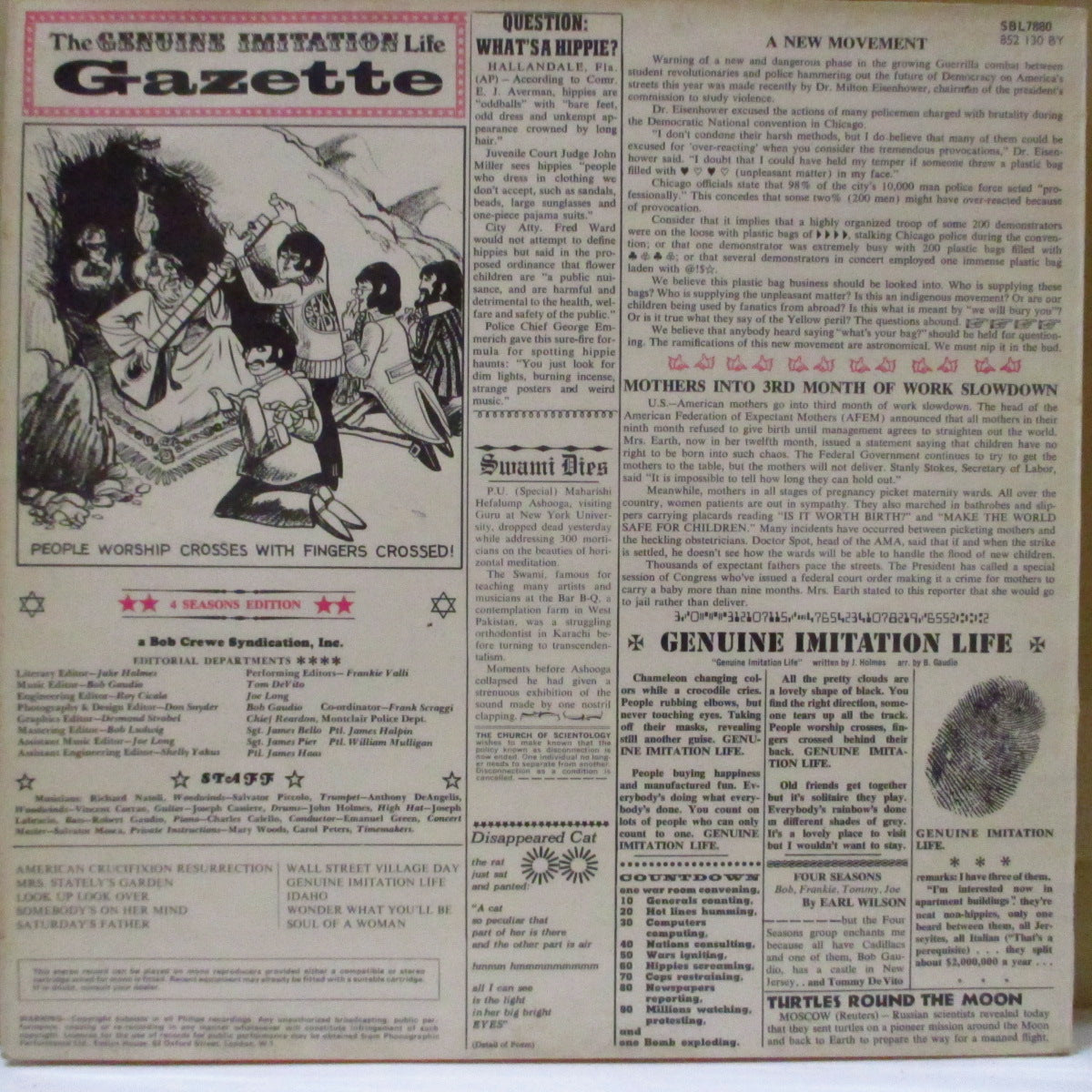 FOUR SEASONS (フォー・シーズンズ)  - The Genuine Imitation Life Gazette (UK '69 オリジナル・ステレオ LP /両面コーティング・ジャケ)ソフトサイケPOP調コンセプト・アルバム！