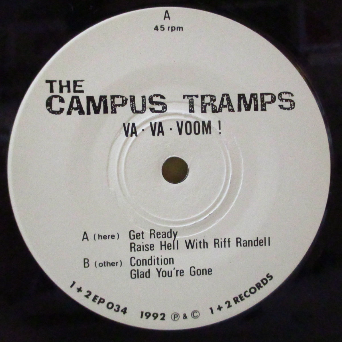 CAMPUS TRAMPS, THE (キャンパス・トランプス)  - Va・Va・Voom! Get Ready +3 (Japan オリジナル・クリアブラックヴァイナル 7インチ+光沢ソフト紙ジャケ) '92年EP