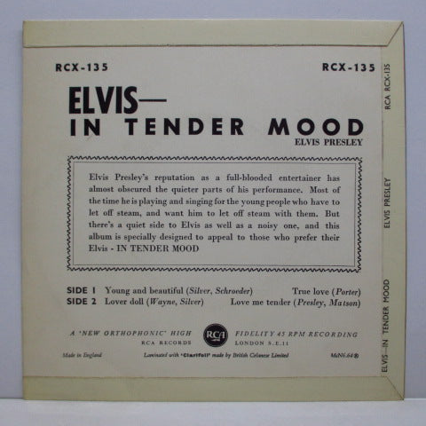ELVIS PRESLEY (エルヴィス・プレスリー)  - In Tender Mood (UK '64 Re EP/CFS)