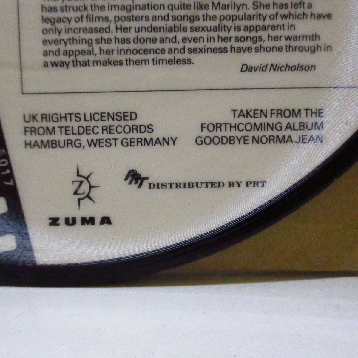 MARILYN MONROE (マリリン・モンロー)  - When I Fall In Love / Heat Wave (UK '87 再発ピクチャーディスク・7インチ) 名曲カップリング