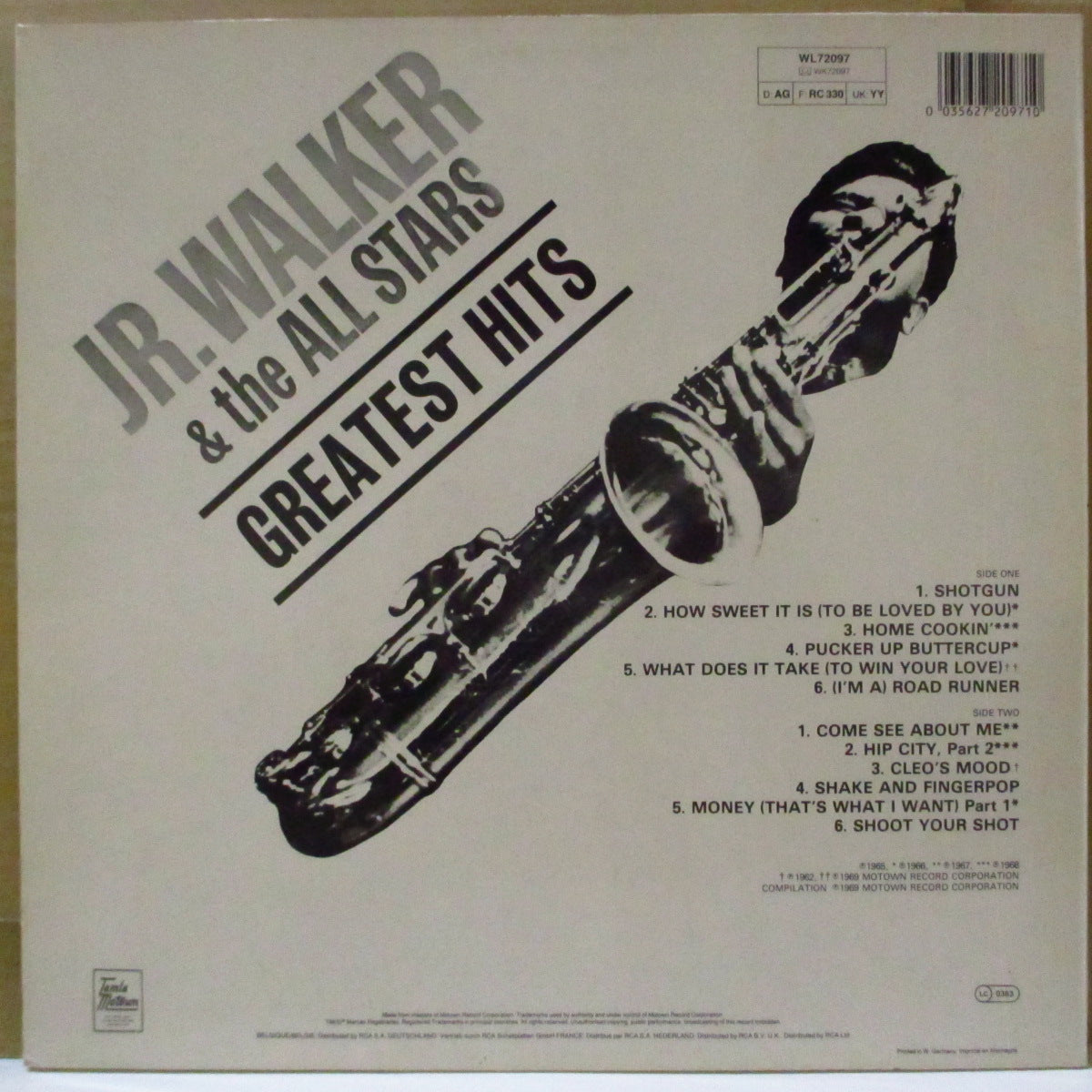 JR.WALKER & THE ALL STARS (ジュニア・ウォーカー & オールスターズ)  - Greatest Hits (EU '84 限定再発ステレオ LP) モータウン社看板ベスト12曲！