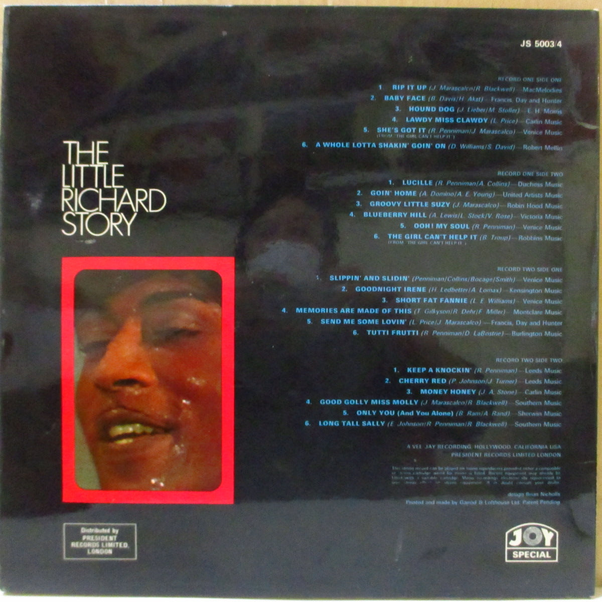 LITTLE RICHARD (リトル・リチャード)  - The Little Richard Story (UK '68年オリジナル LP x 2枚組/コーティング見開きジャケ)ヴィージェイ社復活期コンピ全24曲。